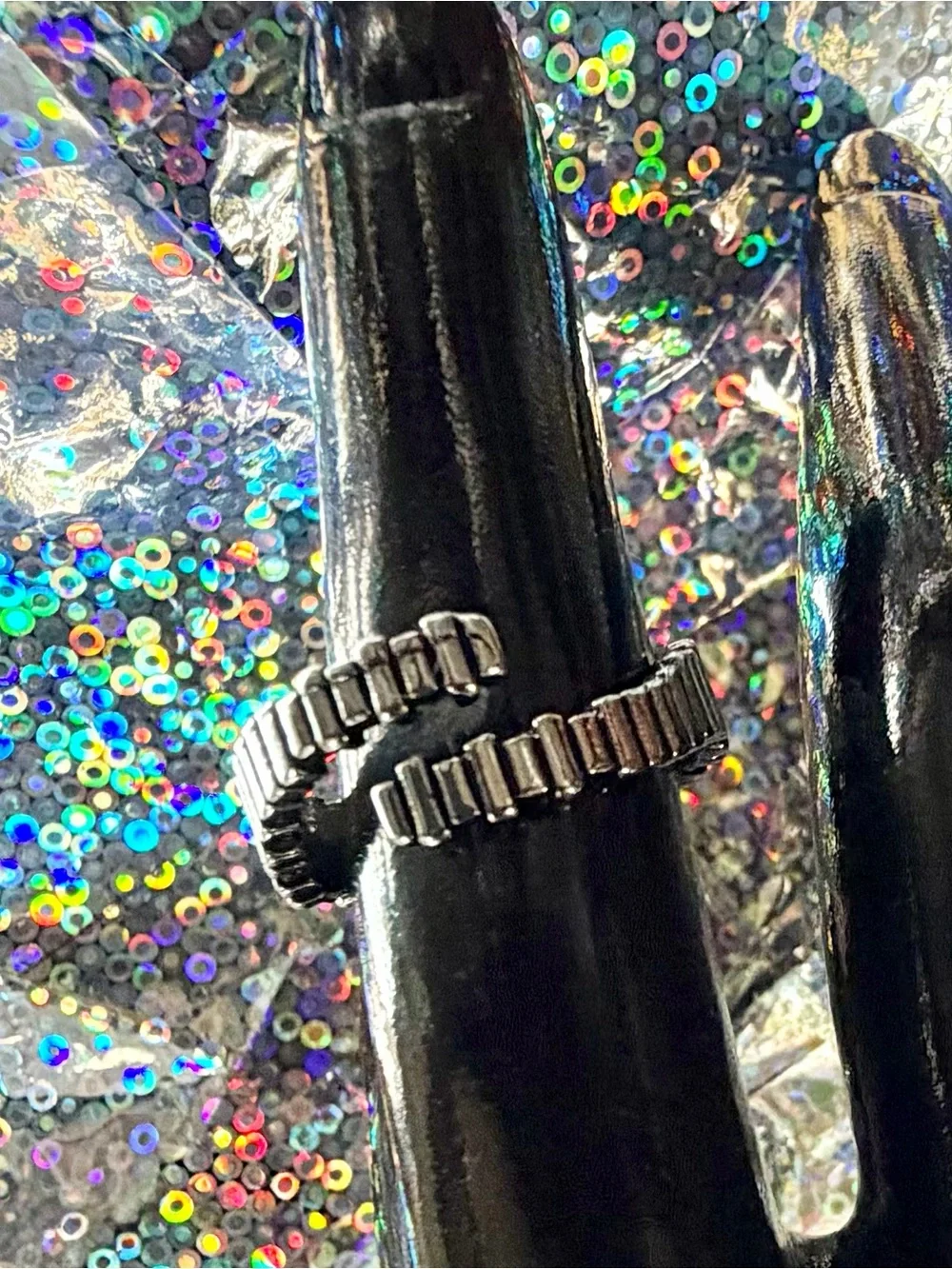 Silver Turntable Vinyl Record Player Ring